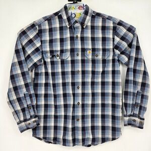 Carhartt Shirt Mens‎ Medium Button Down Blue Plaid Long Sleeve Casual Workwear